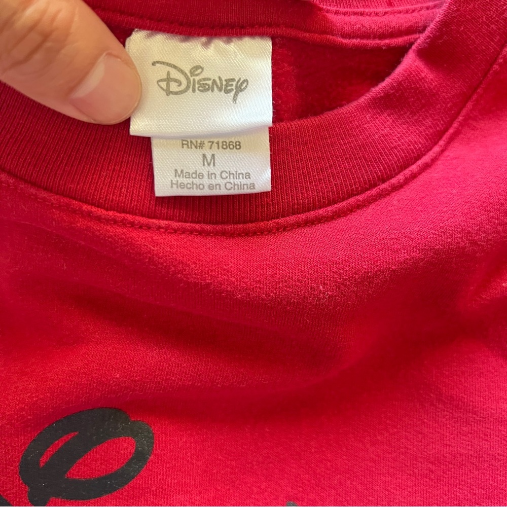 Disney Mickey Mouse Striped Sleeve Red Crewneck Sweatshirt Size Medium - Picture 6 of 9